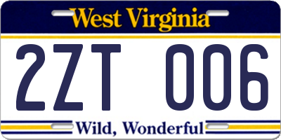 WV license plate 2ZT006