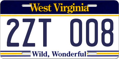WV license plate 2ZT008