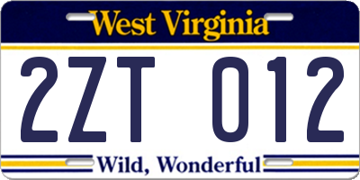WV license plate 2ZT012