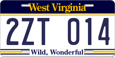 WV license plate 2ZT014
