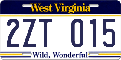 WV license plate 2ZT015