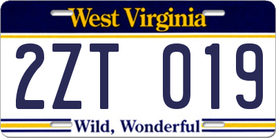 WV license plate 2ZT019