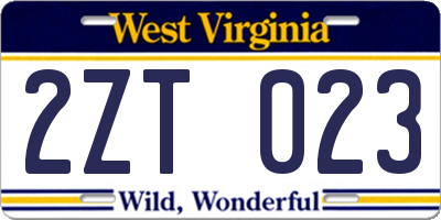 WV license plate 2ZT023