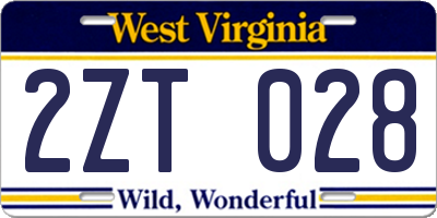 WV license plate 2ZT028