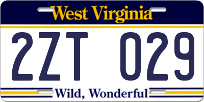 WV license plate 2ZT029