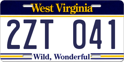 WV license plate 2ZT041