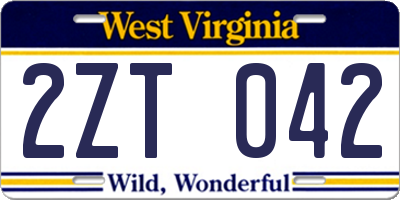WV license plate 2ZT042