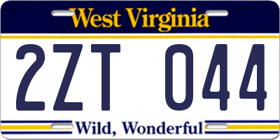 WV license plate 2ZT044