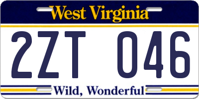 WV license plate 2ZT046