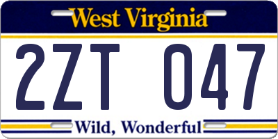 WV license plate 2ZT047
