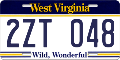 WV license plate 2ZT048