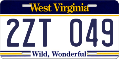 WV license plate 2ZT049