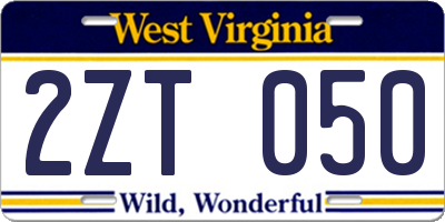 WV license plate 2ZT050