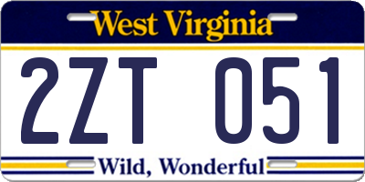 WV license plate 2ZT051