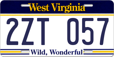 WV license plate 2ZT057