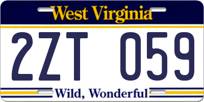 WV license plate 2ZT059