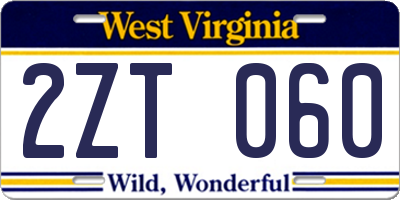 WV license plate 2ZT060