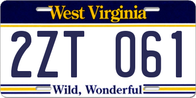 WV license plate 2ZT061
