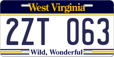 WV license plate 2ZT063