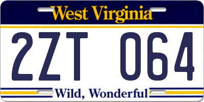 WV license plate 2ZT064