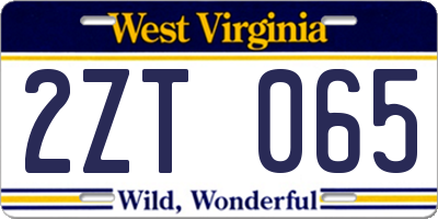 WV license plate 2ZT065
