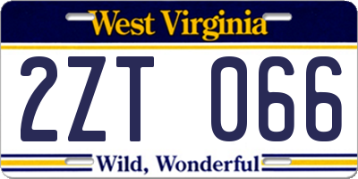 WV license plate 2ZT066