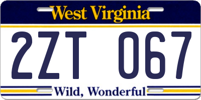 WV license plate 2ZT067