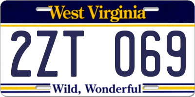 WV license plate 2ZT069