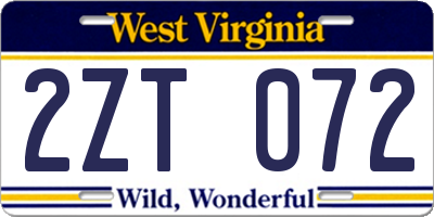 WV license plate 2ZT072