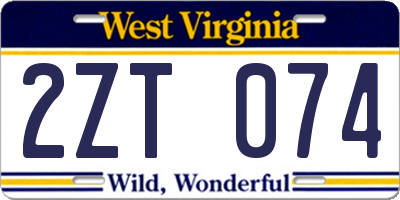 WV license plate 2ZT074