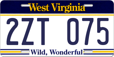WV license plate 2ZT075
