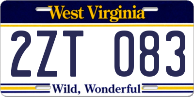 WV license plate 2ZT083