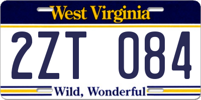WV license plate 2ZT084