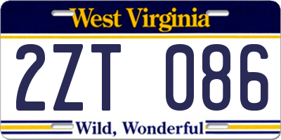 WV license plate 2ZT086