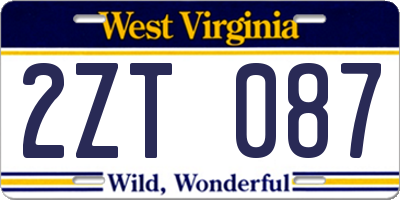 WV license plate 2ZT087