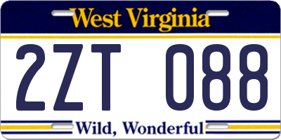 WV license plate 2ZT088