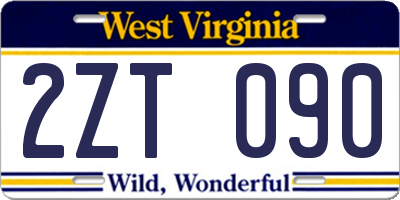 WV license plate 2ZT090