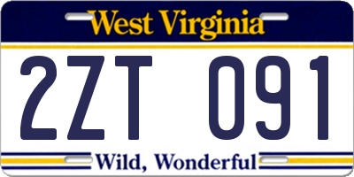 WV license plate 2ZT091