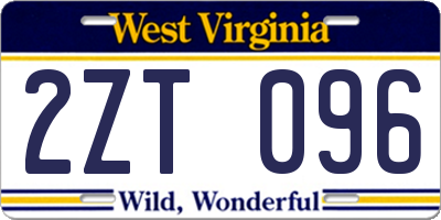 WV license plate 2ZT096
