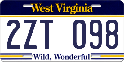 WV license plate 2ZT098