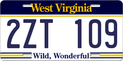 WV license plate 2ZT109