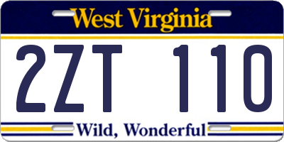 WV license plate 2ZT110