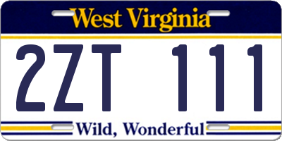 WV license plate 2ZT111