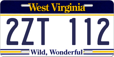 WV license plate 2ZT112
