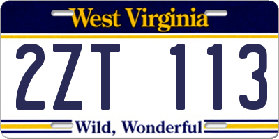 WV license plate 2ZT113