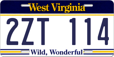 WV license plate 2ZT114