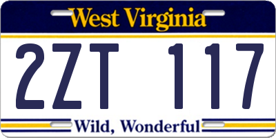 WV license plate 2ZT117