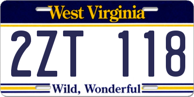 WV license plate 2ZT118