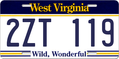 WV license plate 2ZT119