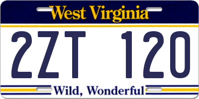 WV license plate 2ZT120